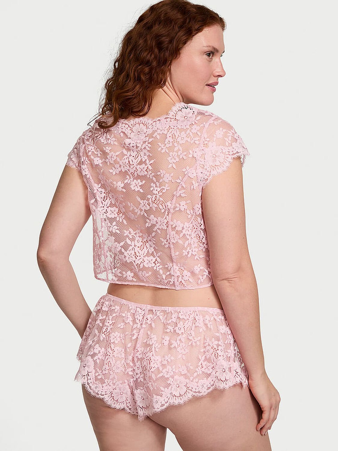 vs Victoria's Secret Dare to Dream Lace Flyaway Cami Set Chalk Rose 2 of 3 