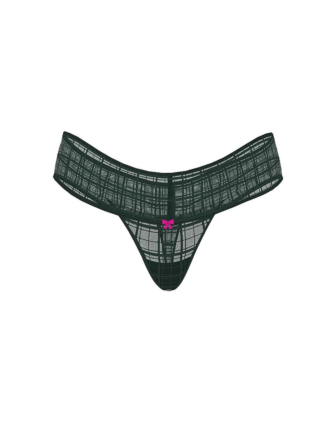 vs The Lacie Plaid Lace Thong Panty Cilantro 3 of 3 