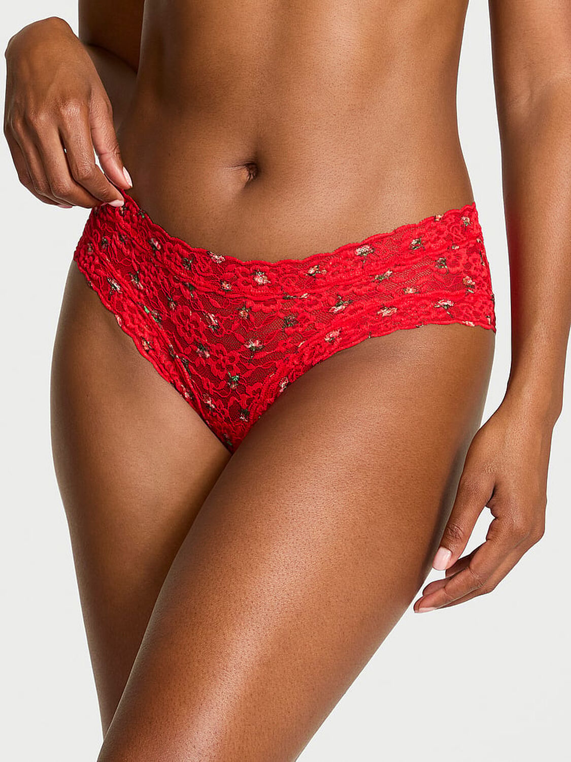vs The Lacie Lace Cheeky Panty Bright Vermillion Roses 1 of 2 