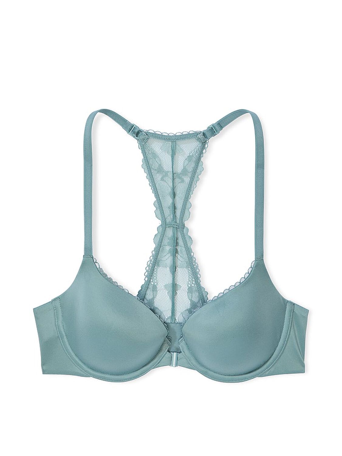 vs Body By Victoria Lightly Lined Lace Racerback Demi Bra Jupiter Blue 3 of 4 