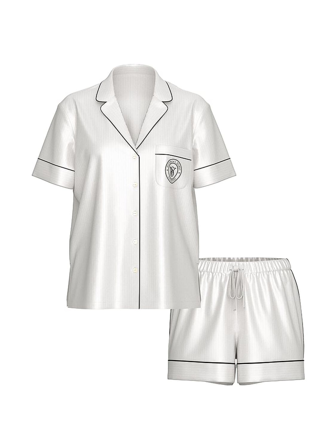 vs Victoria's Secret Glazed Satin Short Pajama Set Coconut White 2 of 2 