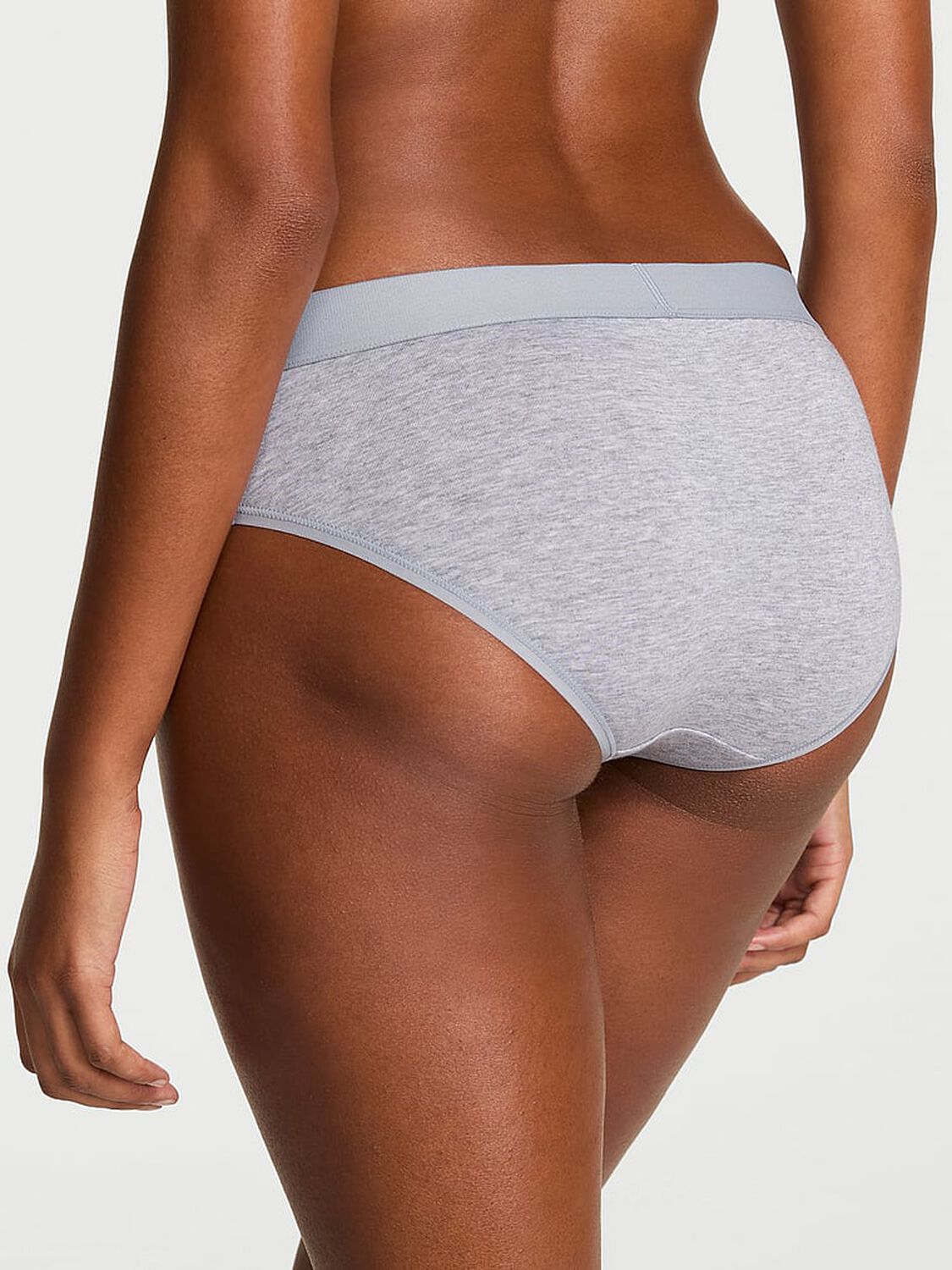 vs Cotton Logo Cotton Shine Patch Hiphugger Panty Medium Heather Grey 1 of 2 