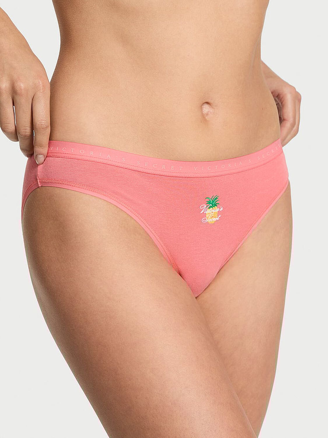 vs Victoria's Secret Body by Victoria Stretch Cotton Bikini Panty Coral Ribbon 1 of 3 
