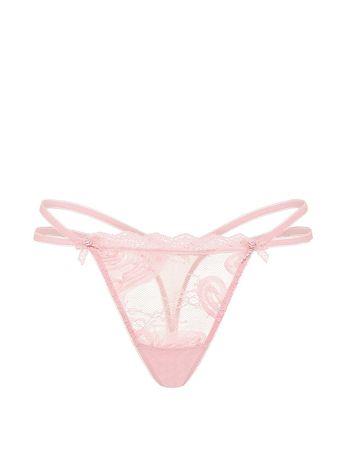 vs Dream Angels Rosette Reverie Embroidery Thong Panty Chalk Rose 3 of 3 