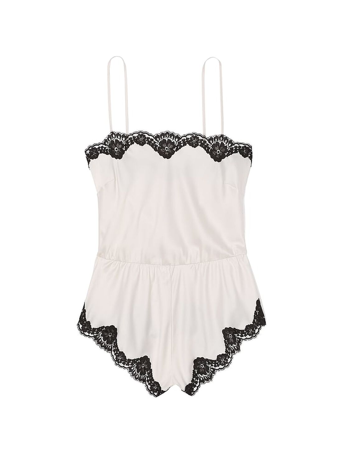 vs Victoria's Secret Satin Lace-Trim Romper 3 of 3 