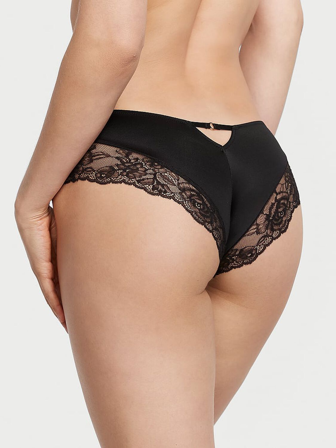 vs Very Sexy Rose Lace-Trim High-Leg Cheeky Panty Black 2 of 3 
