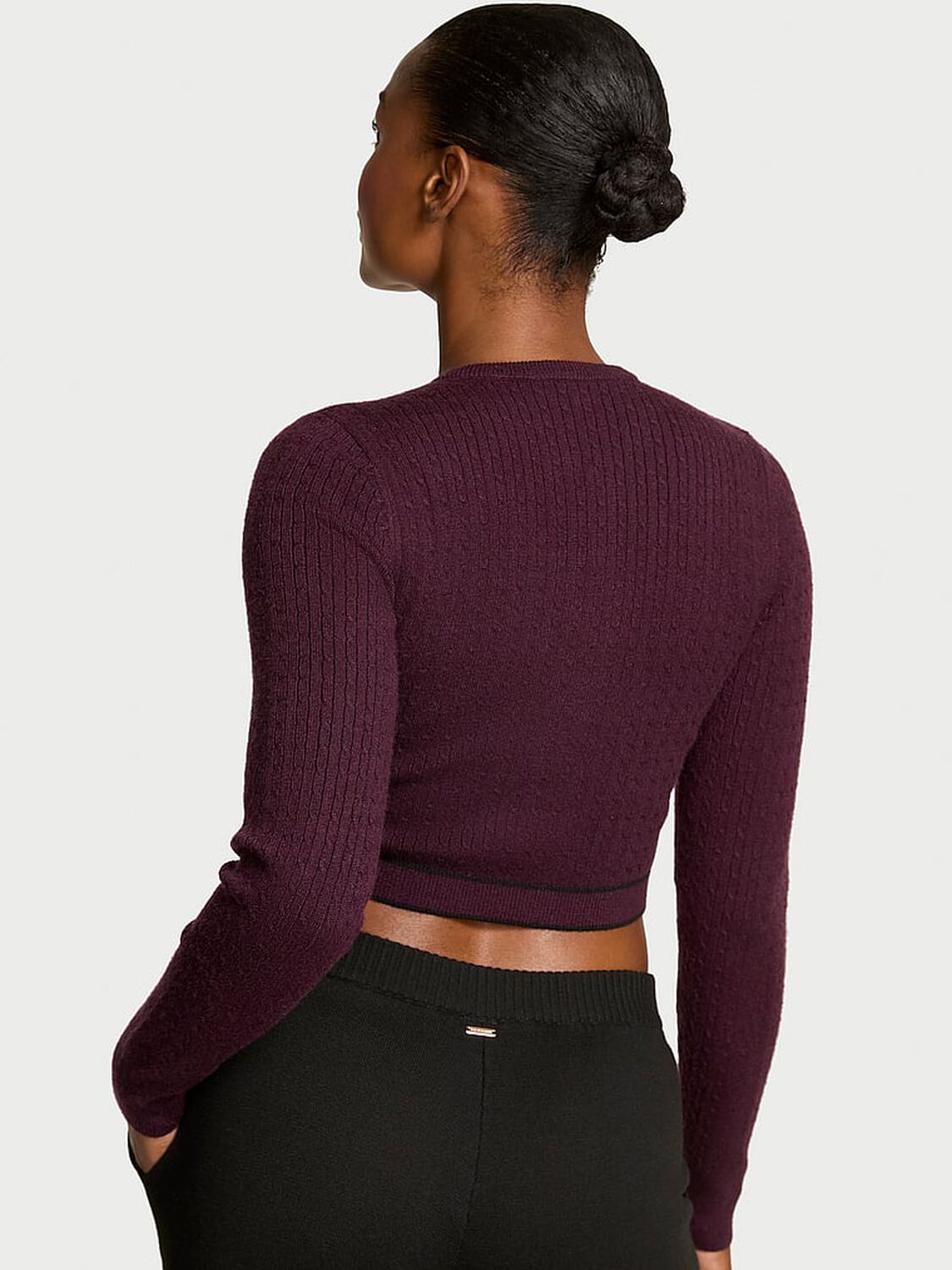 vs Victoria's Secret Luxe Cable-Knit Cardigan Winter Wine 2 of 2 