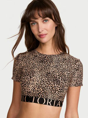 Cotton Short-Sleeve Bralette Crop Top