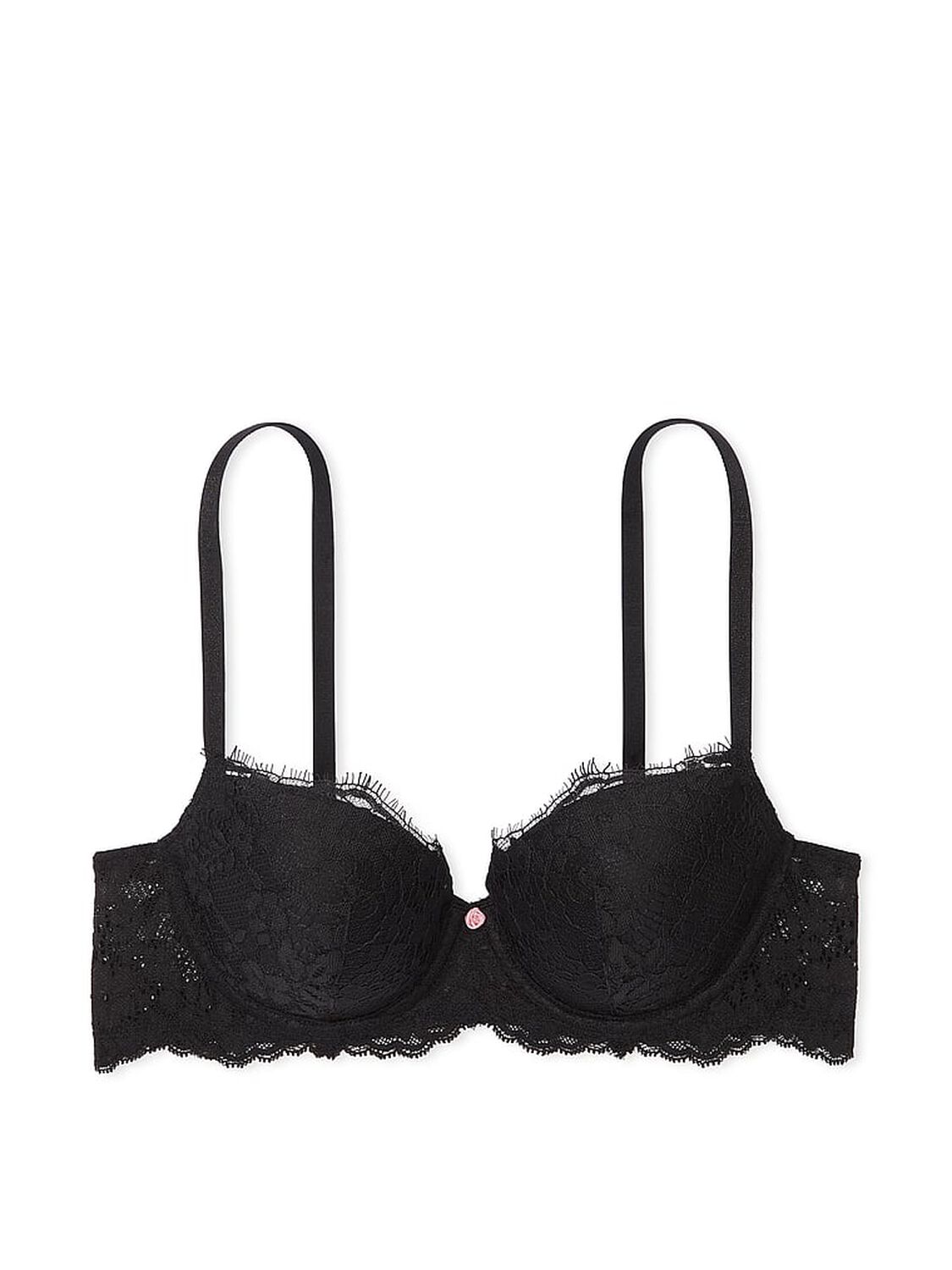 vs Dream Angels Lace Lightly Lined Classic Coverage Demi Bra Black 1 of 5 