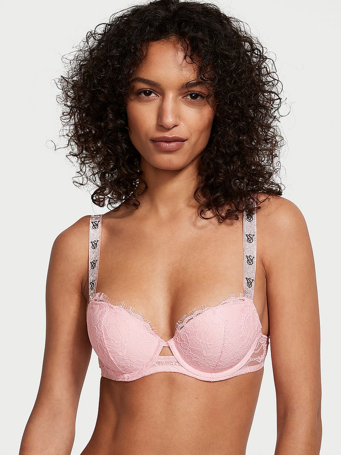 vs Very Sexy Shine Strap Lace Push-Up Bra Pretty Blossom 1 of 4 