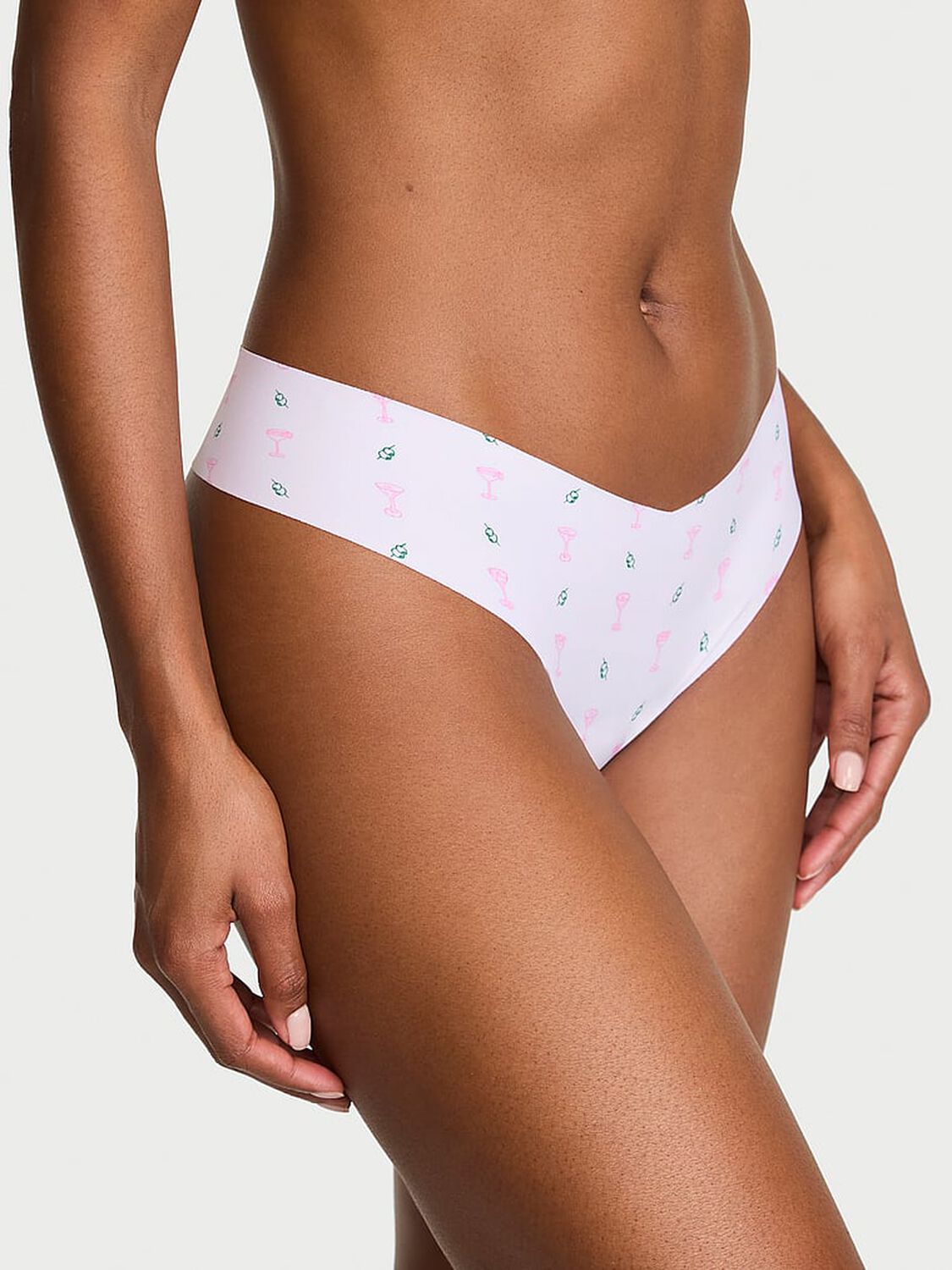 vs No-Show No-Show Thong Panty White Ground Martinis 1 of 2 