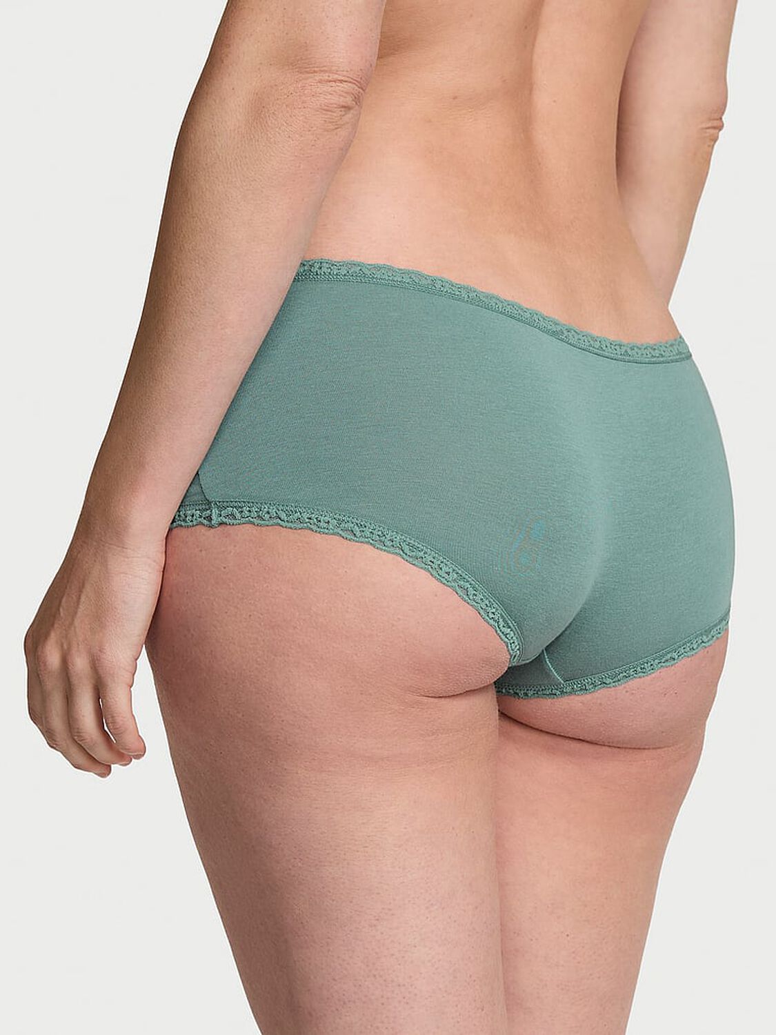 vs Lace Trim Cotton Lace-Trim Boyshort Panty Arctic Green 2 of 2 