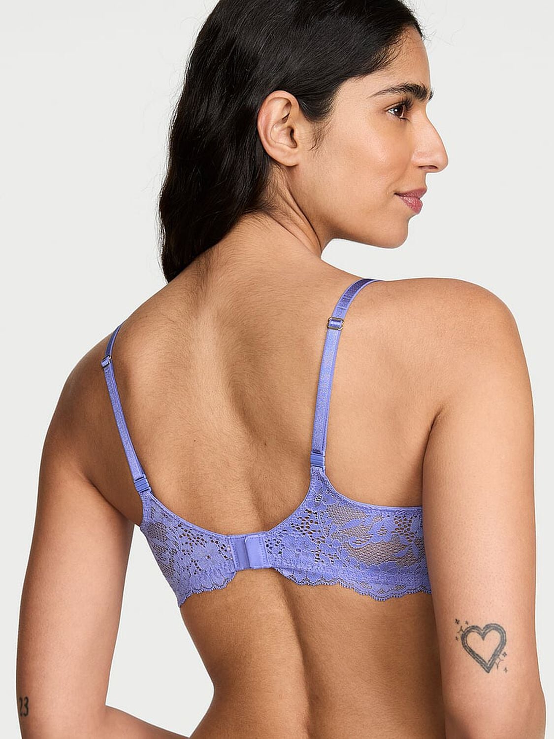 vs Dream Angels Smooth & Lace Lightly Lined Demi Bra Periwinkle 2 of 3 