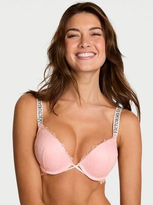 Bombshell Add-2-Cups Shine Strap Rose Lace Push-Up Bra