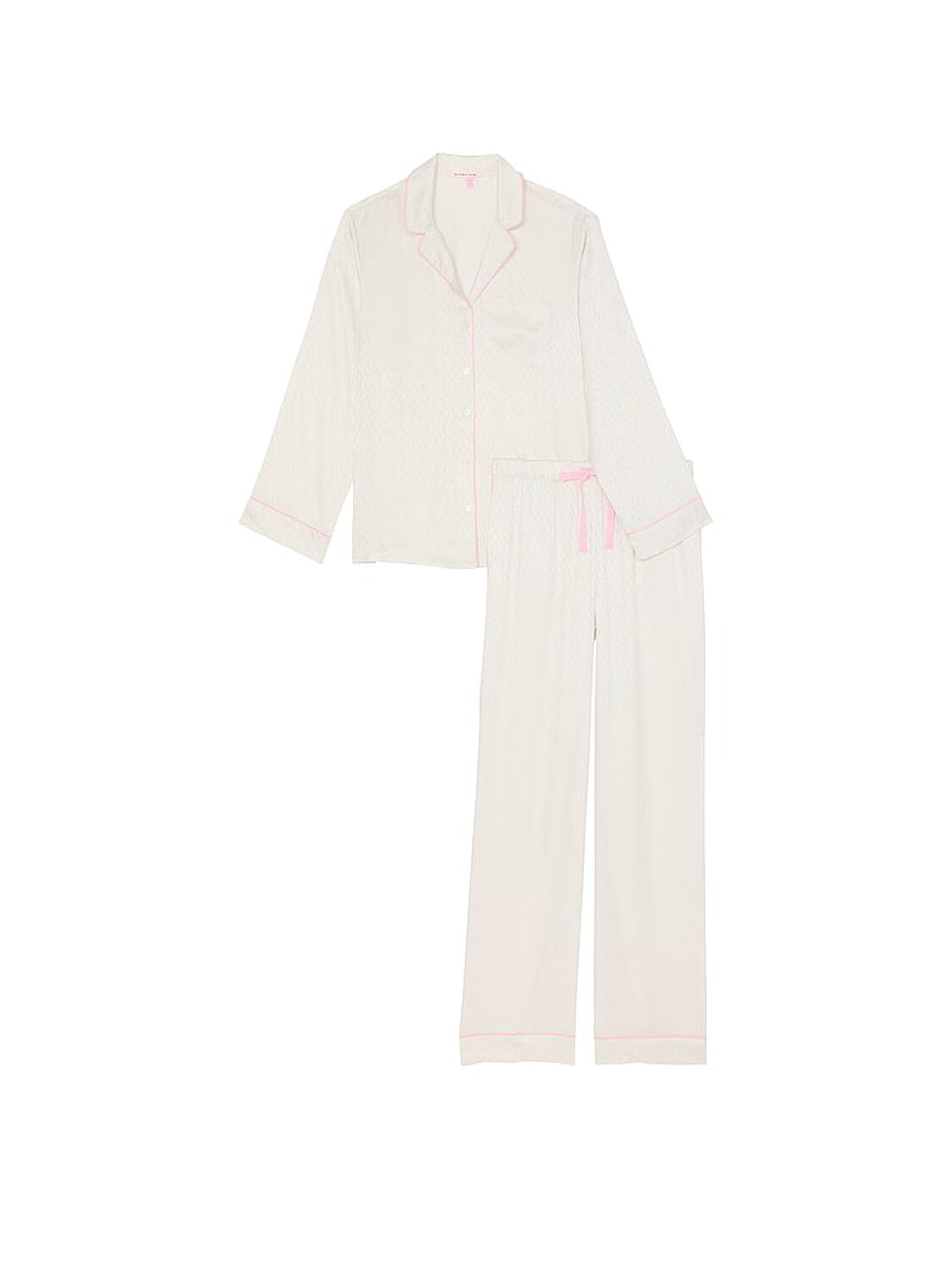 vs Victoria's Secret Glazed Satin Long Pajama Set Coconut White 3 of 4 