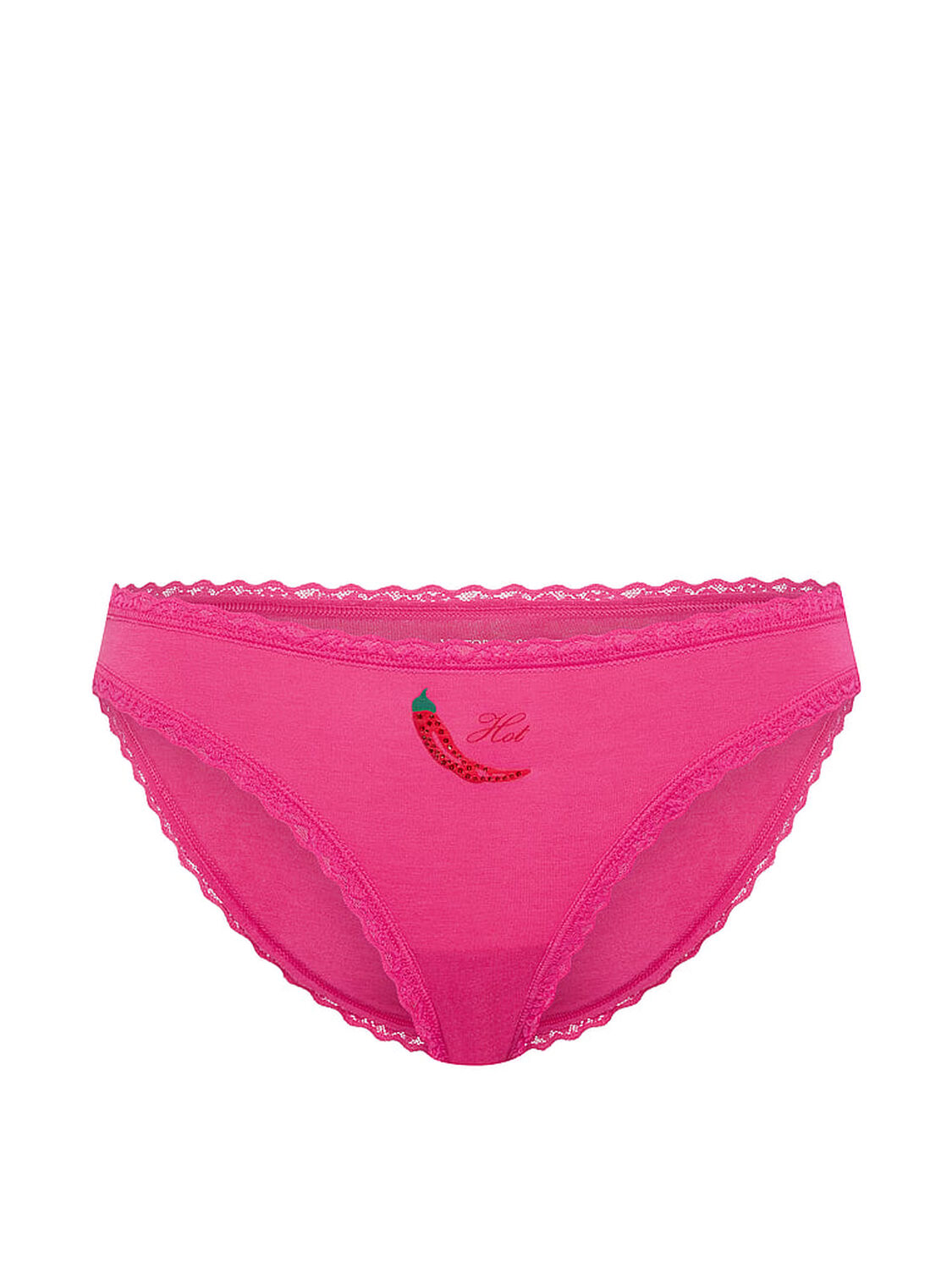 vs Lace Trim Cotton Lace-Waist Bikini Panty Enchanted Pink 3 of 3 