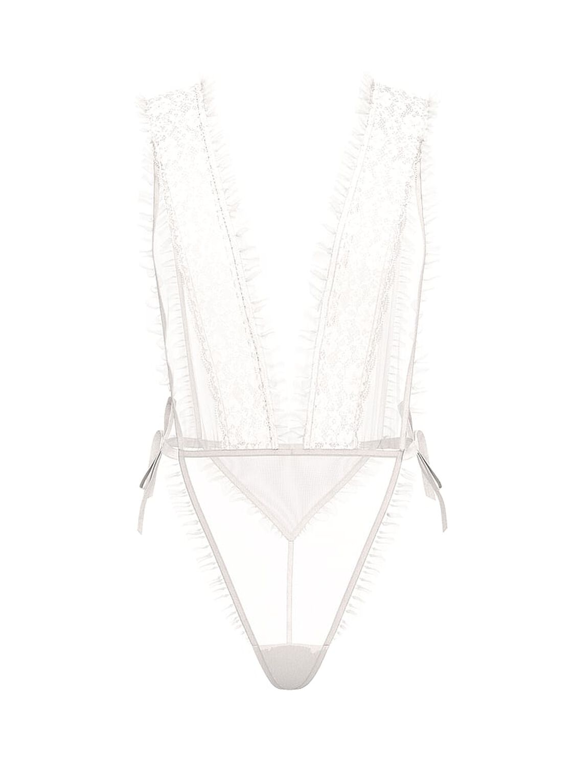 vs Dream Angels Dare to Dream Lace Sheer High-Leg Teddy Coconut White 3 of 3 