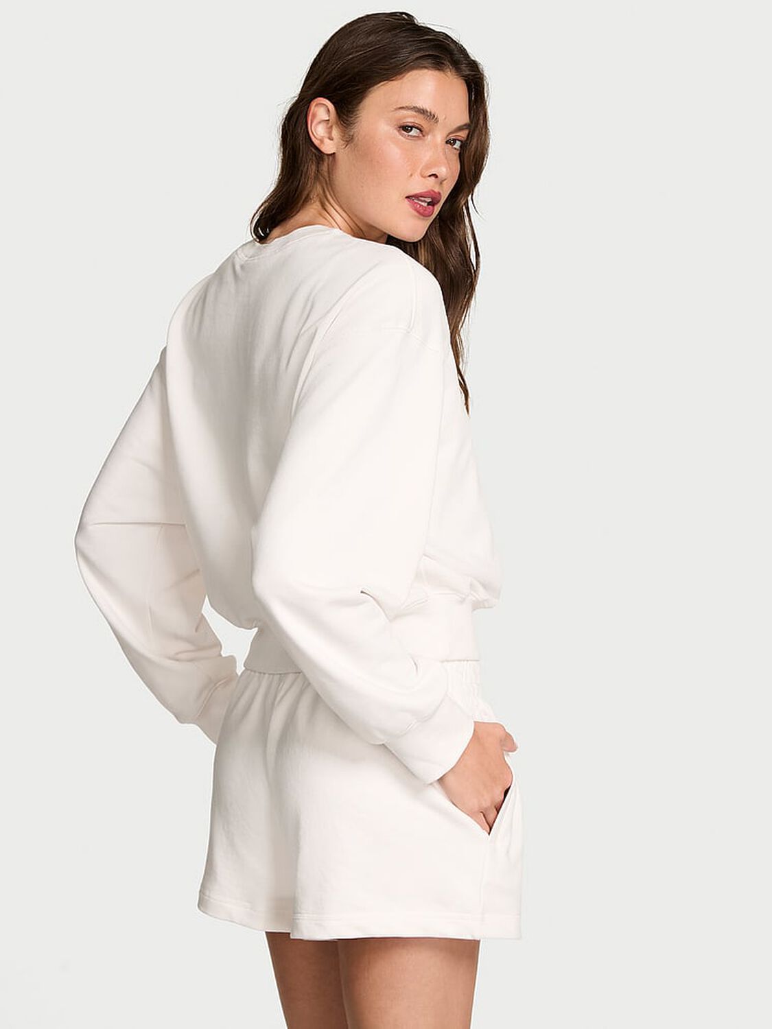 vs Angel Essentials Obsessed Terry Crop Crewneck Sweatshirt Coconut White 2 of 2 