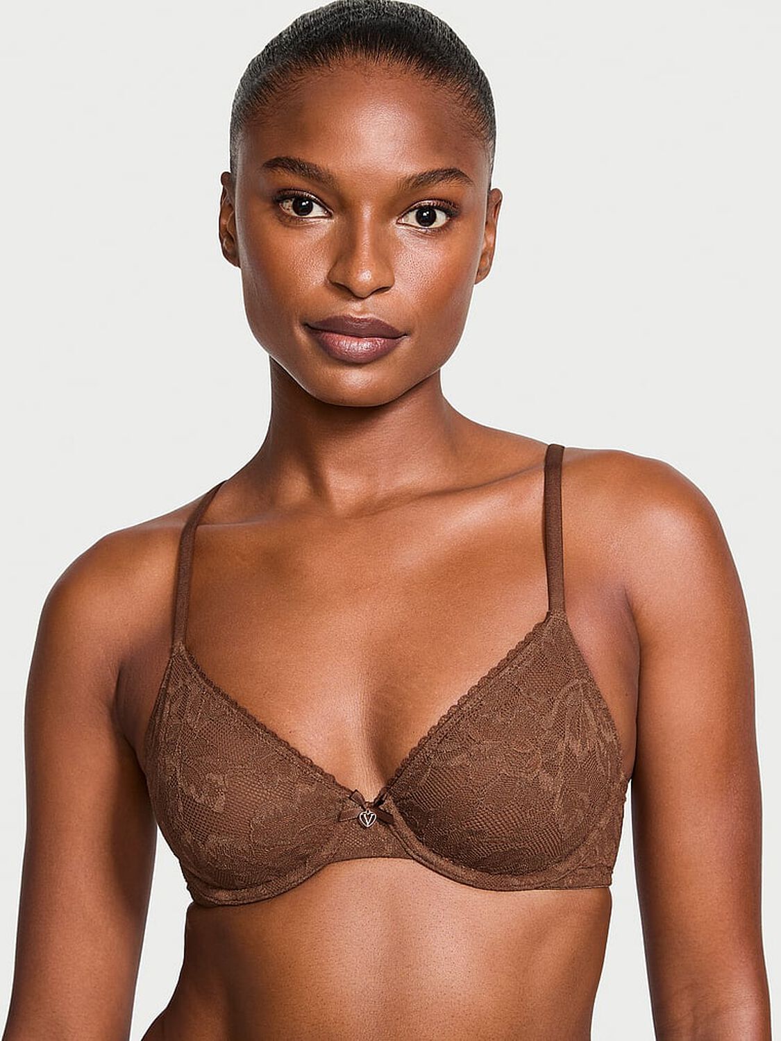 vs Body By Victoria Invisible Lift Unlined Lace Demi Bra Mousse 1 of 5 