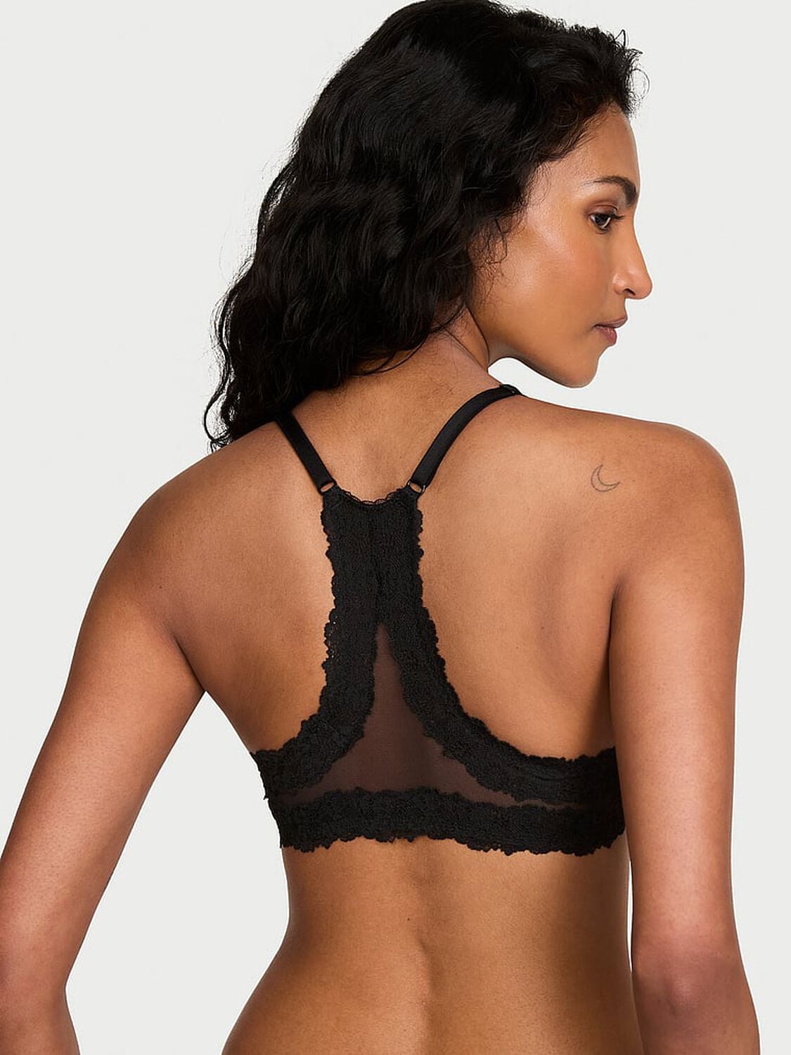 vs Body By Victoria Lightly Lined Lace Racerback Full-Coverage Bra Black 2 of 3 