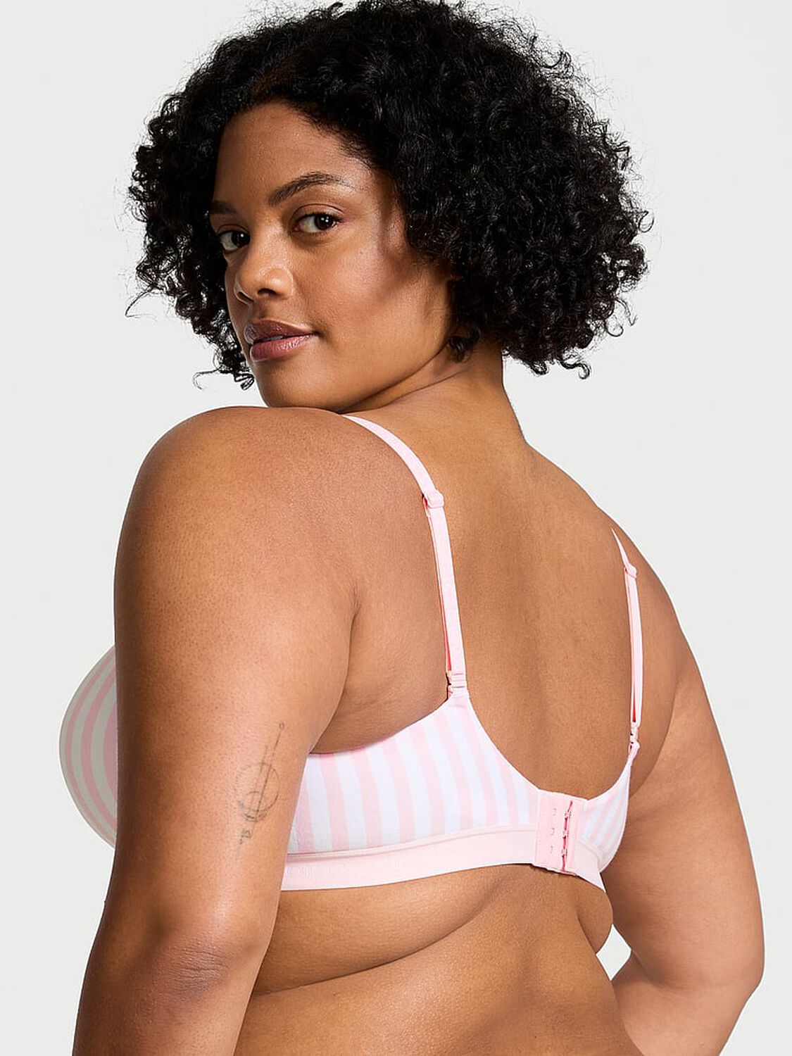 vs The T-Shirt Lightly Lined Cotton Demi Bra Pink Stripes 2 of 3 