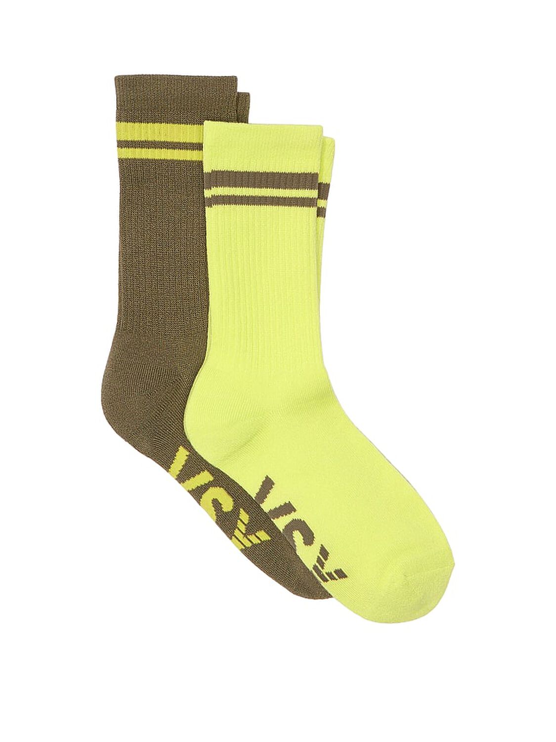 vs Victoria's Secret VSX 2-Pack Crew Socks Desert Cactus And Lime 1 of 2 