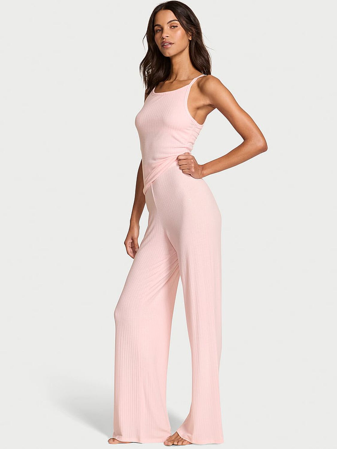 vs Victoria's Secret Modal Wide-Rib Lounge Tank & Pants Set Angel Pink 1 of 2 