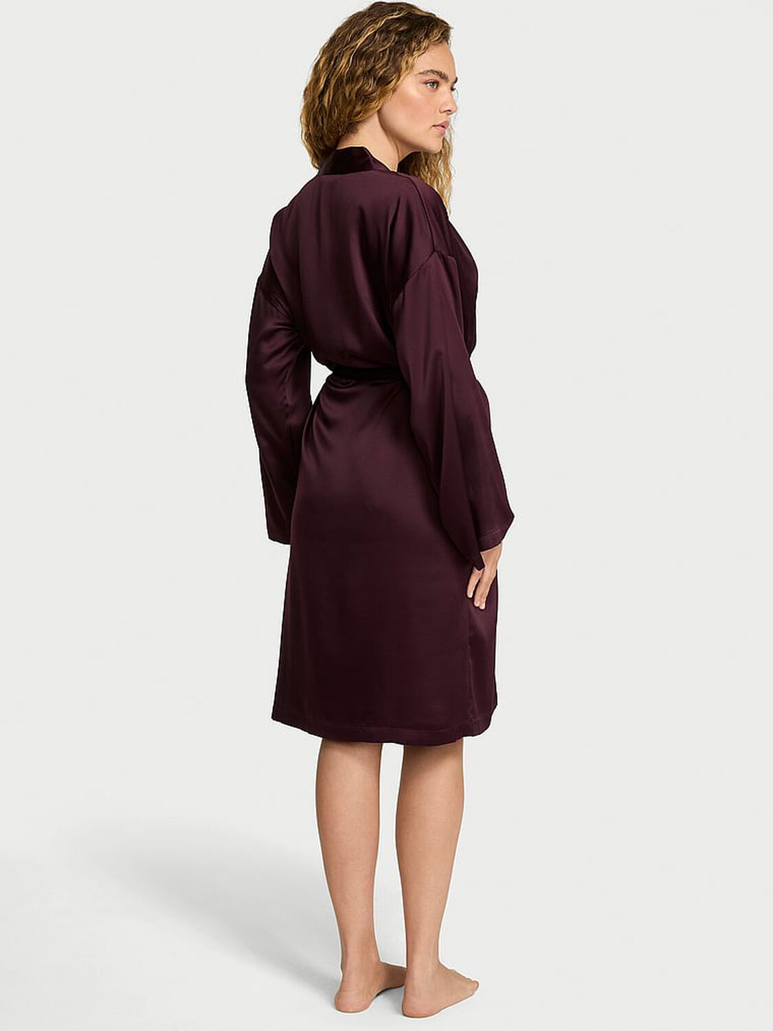vs Victoria's Secret Satin Midi Robe Winter Wine 2 of 3 