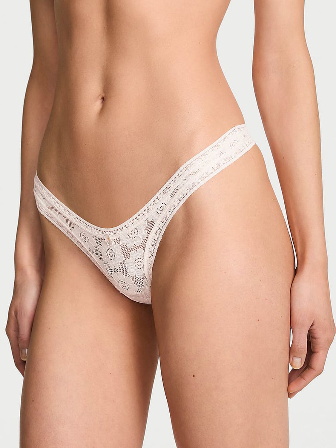 vs The Lacie Lace Ultra-Mini Scoop Thong Panty Coconut White 1 of 3 