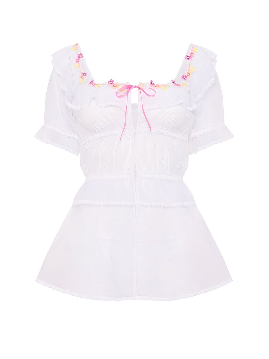 vs Dream Angels Butterflies Embroidery Tulle Short-Sleeve Babydoll Set White Butterflies 3 of 3 