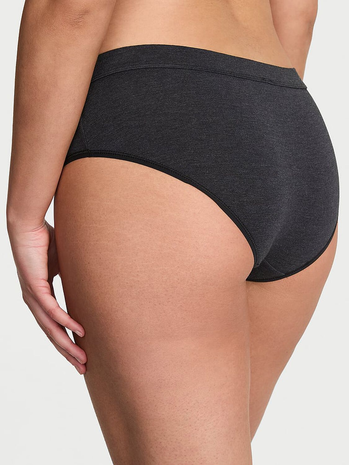 vs Cotton Logo Cotton Hiphugger Panty Heather Black 1 of 4 