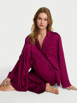 Glazed Satin Long Pajama Set