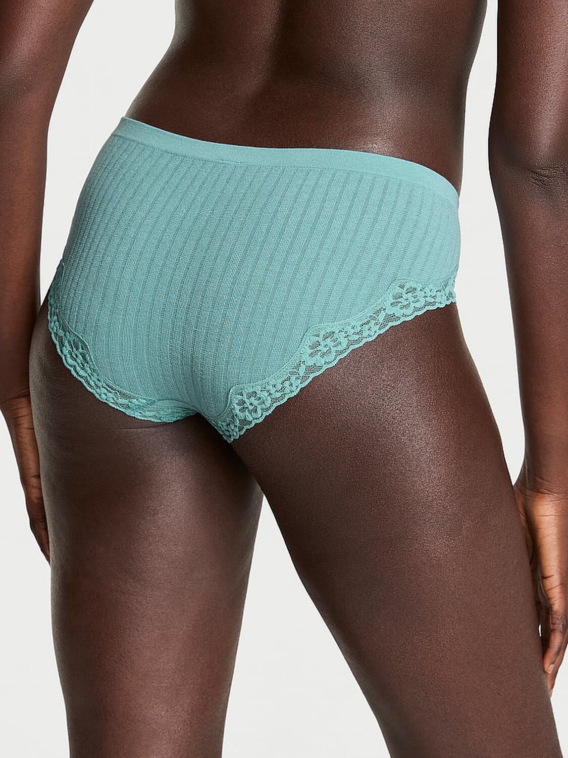 vs Seamless Seamless Rib Lace-Trim Hiphugger Panty Dusty Turquoise 2 of 2 