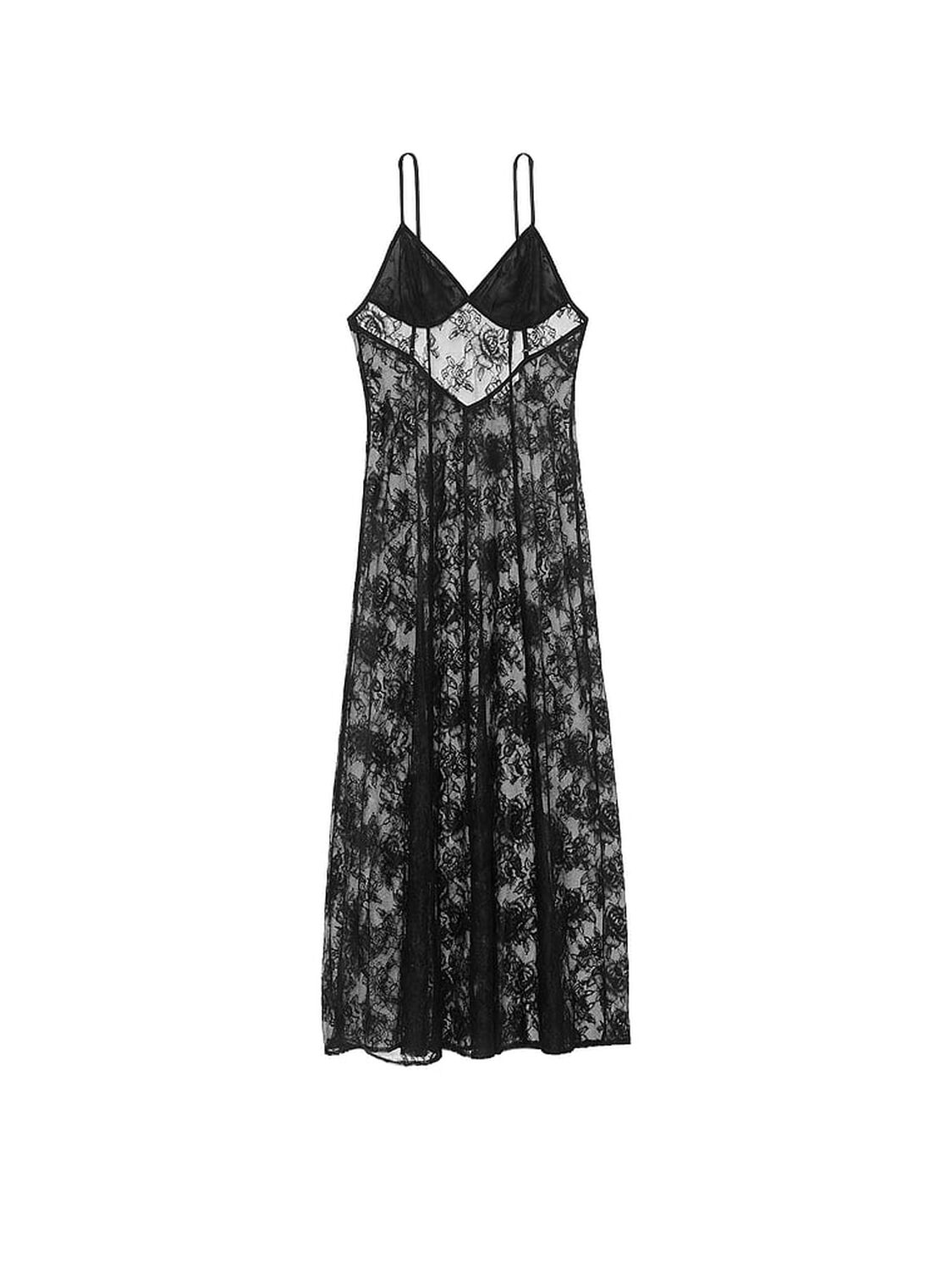 vs Victoria's Secret Rose Lace Long Slip Black 3 of 3 
