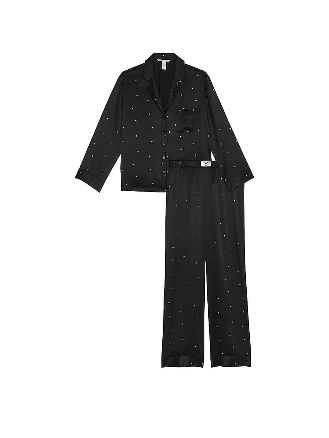 vs Victoria's Secret Glazed Satin Dew Drop Long Pajama Set Black 3 of 4 