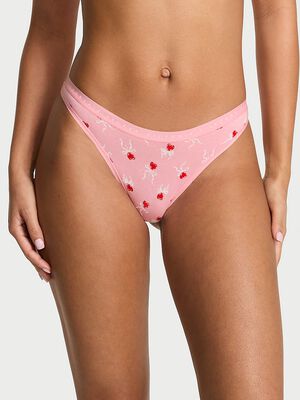 Stretch Cotton High-Leg Scoop Thong Panty