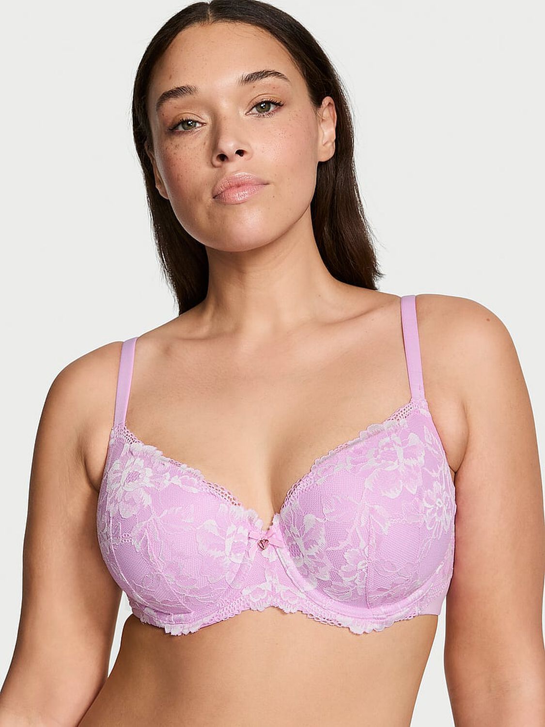 vs Body By Victoria Lightly Lined Lace-Cup Demi Bra Violet Sugar 1 of 4 