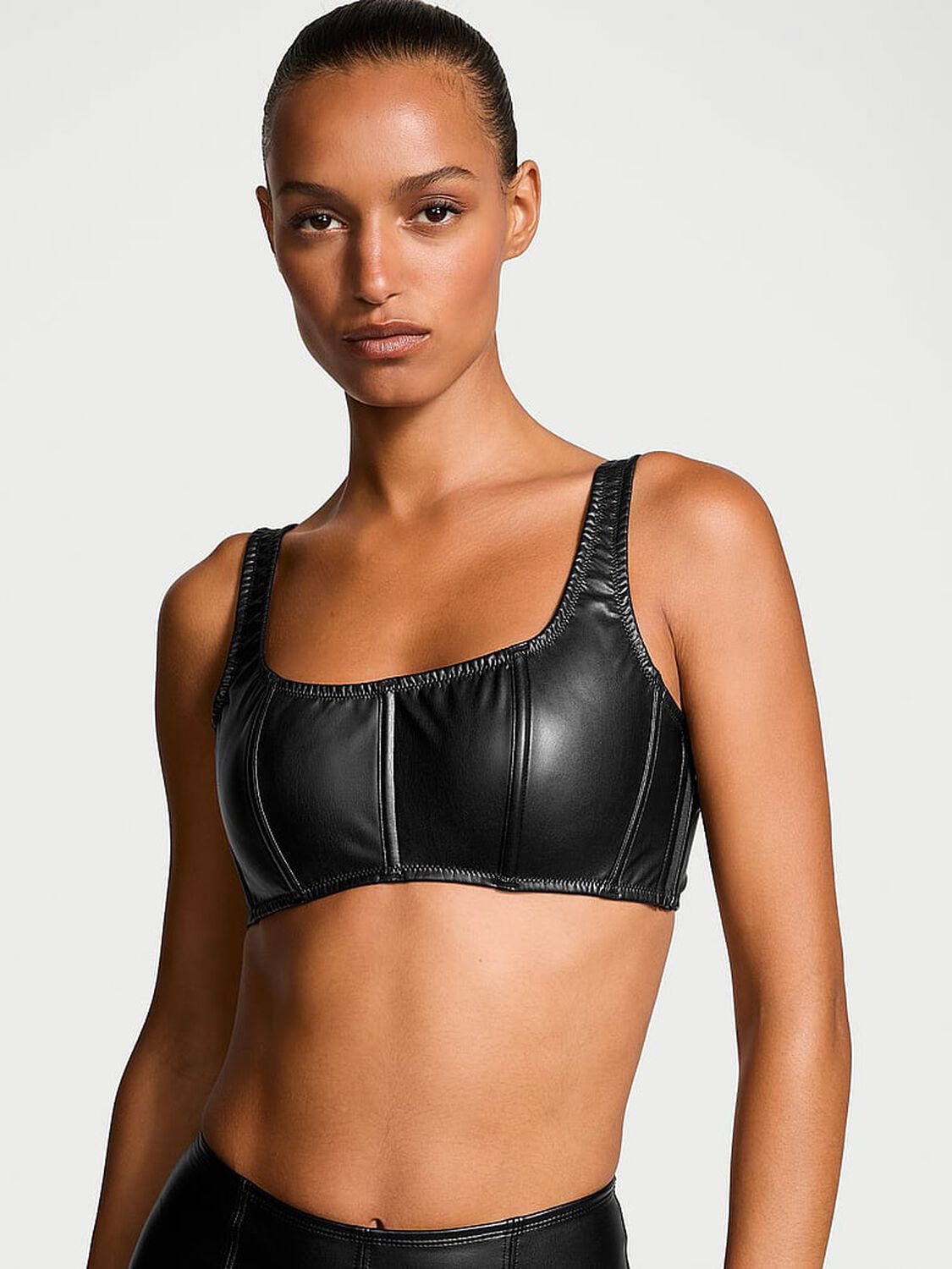 vs Very Sexy Faux Leather Mini Corset Top Black 1 of 4 