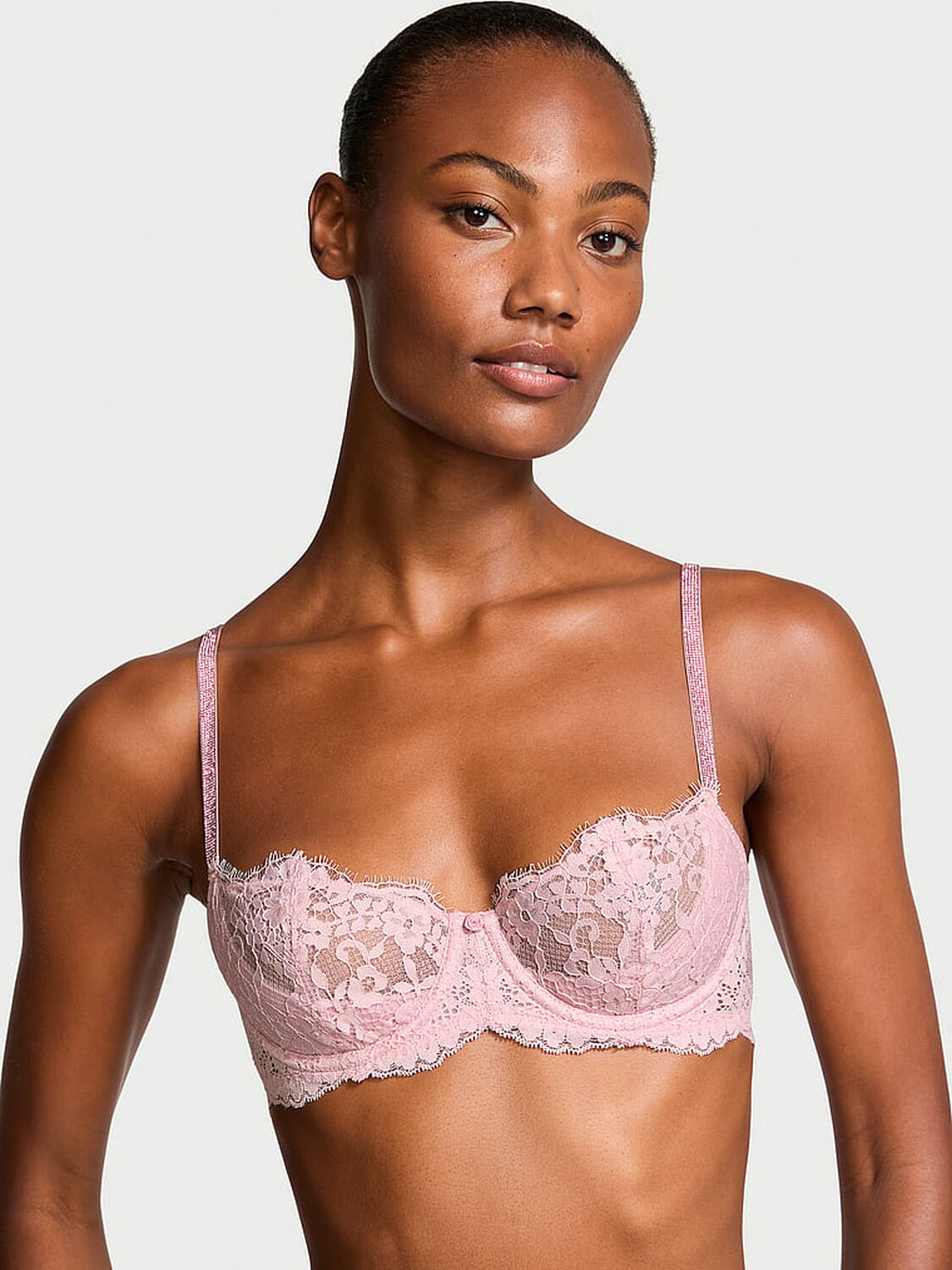 vs Dream Angels Wicked Twinkle Strap Unlined Lace Balconette Bra 1 of 3 