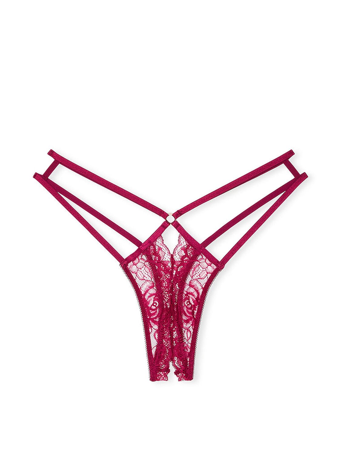 vs Very Sexy Rose Lace Crotchless Panty Campari Red 1 of 2 