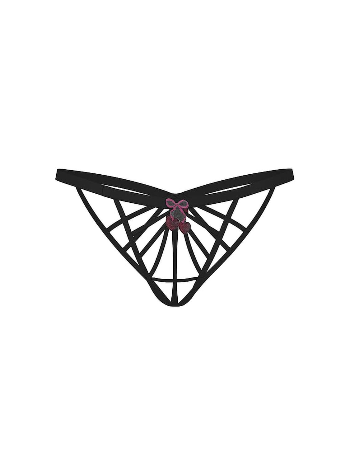 vs Very Sexy Cherry Pop Embroidery Strappy Open Bikini Panty Black Cherry Pop 3 of 3 
