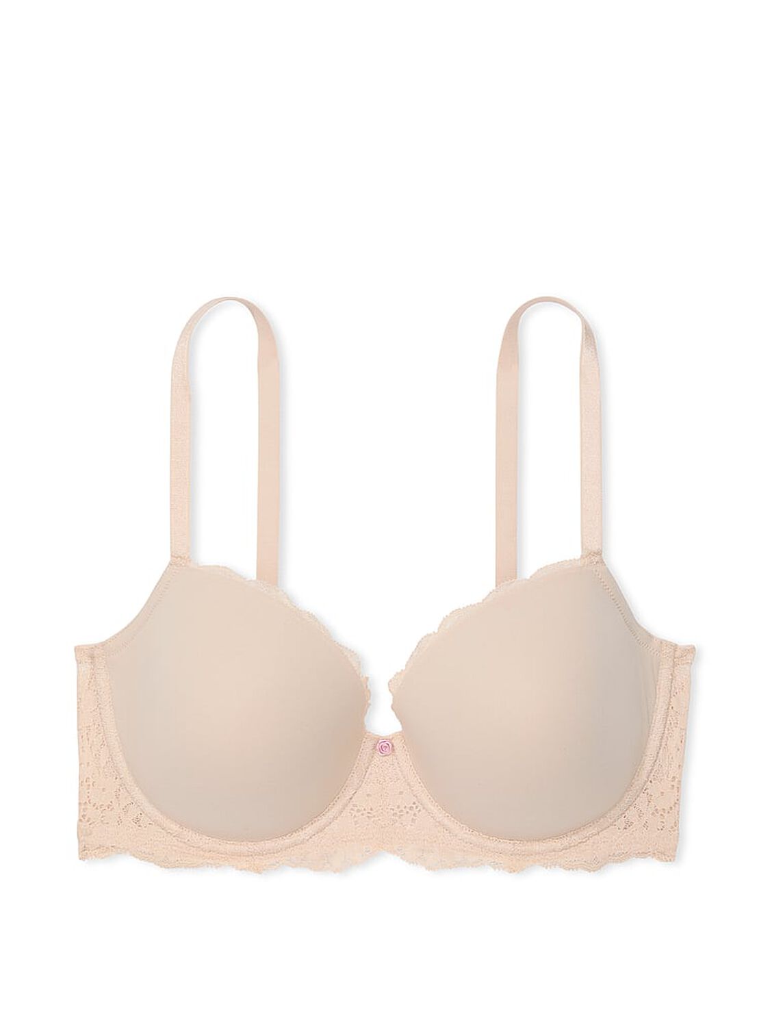 vs Dream Angels Smooth & Lace Lightly Lined Classic Coverage Demi Bra Marzipan 3 of 3 