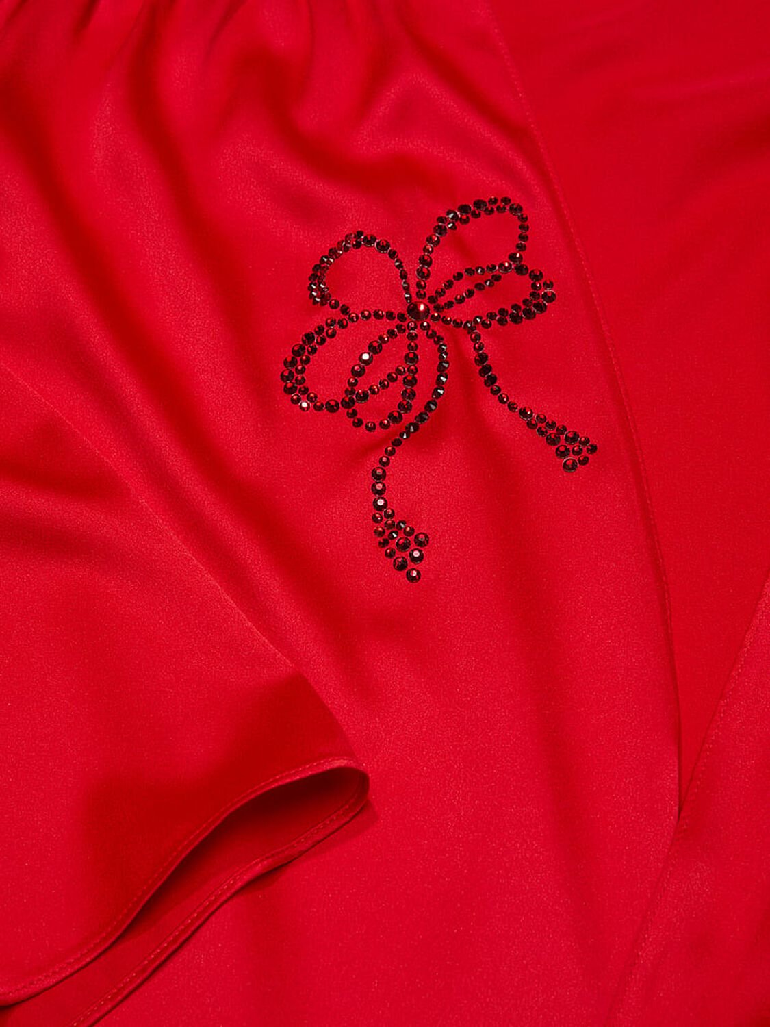 vs Victoria's Secret Satin Sparkle Bow Short Robe Bright Vermillion 4 of 4 