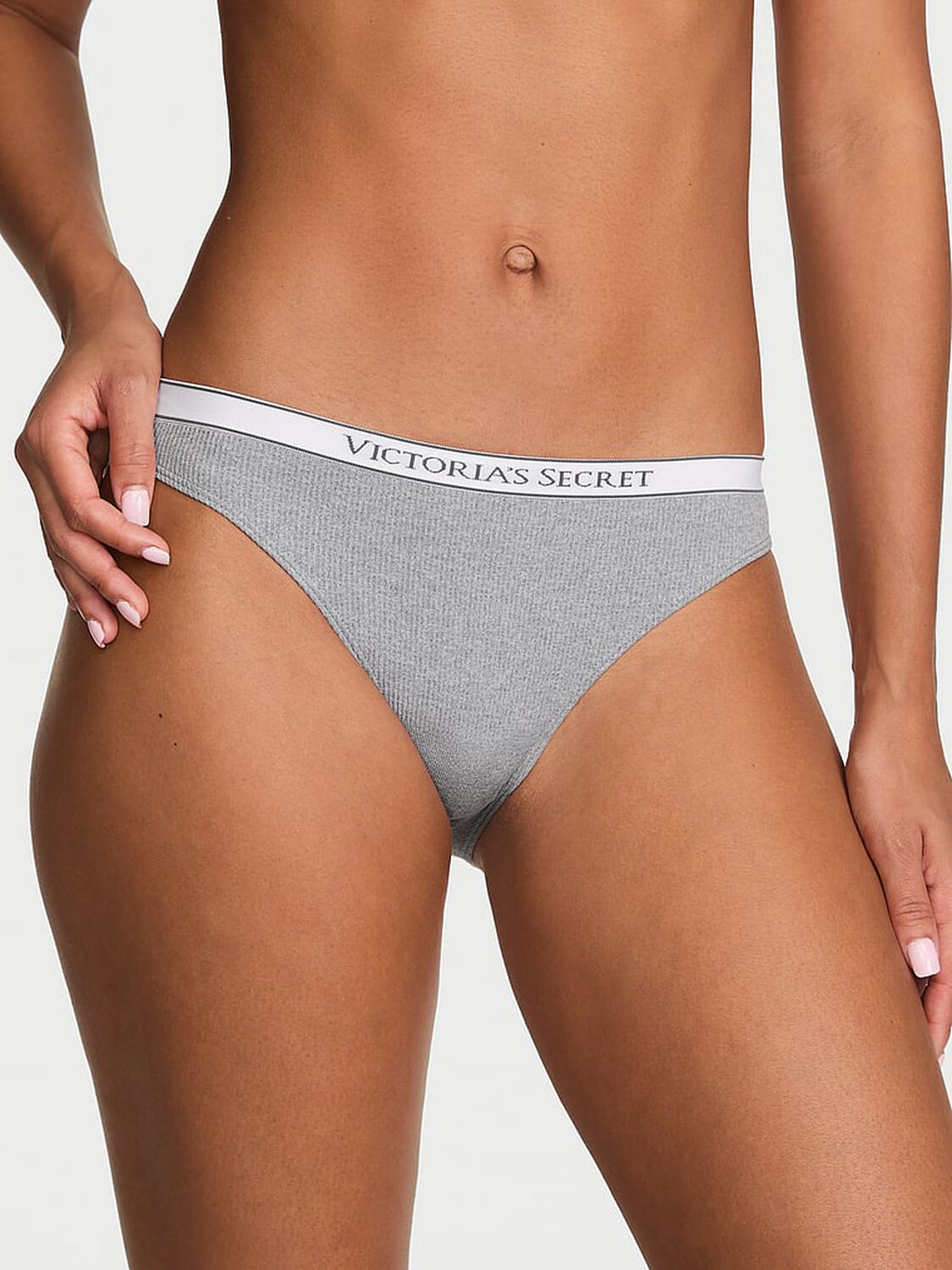 vs Seamless Seamless Logo Rib Bikini Panty Medium Heather Grey 1 of 2 