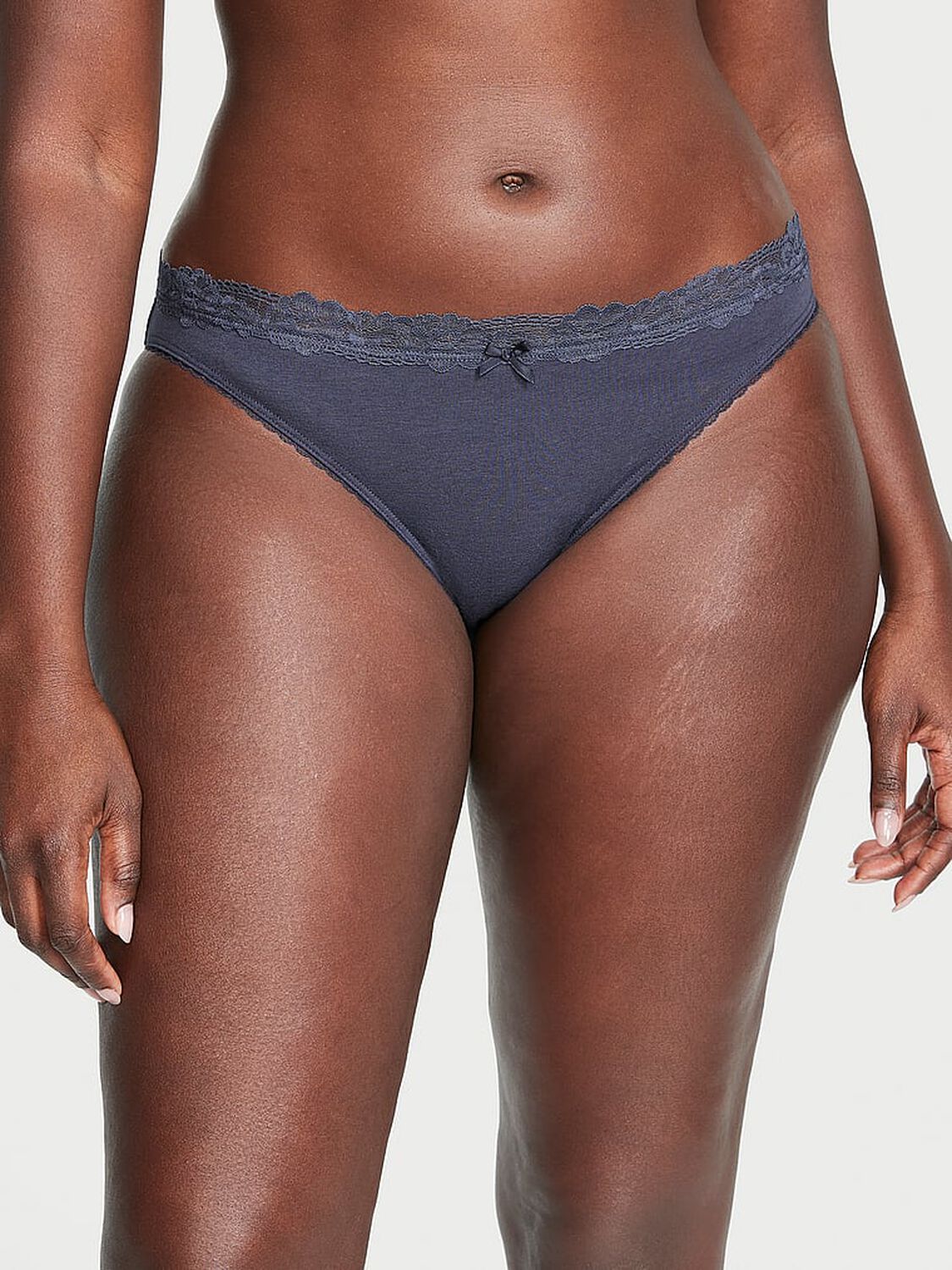 vs Victoria's Secret Stretch Cotton Lace-Waist Bikini Panty 1 of 4 