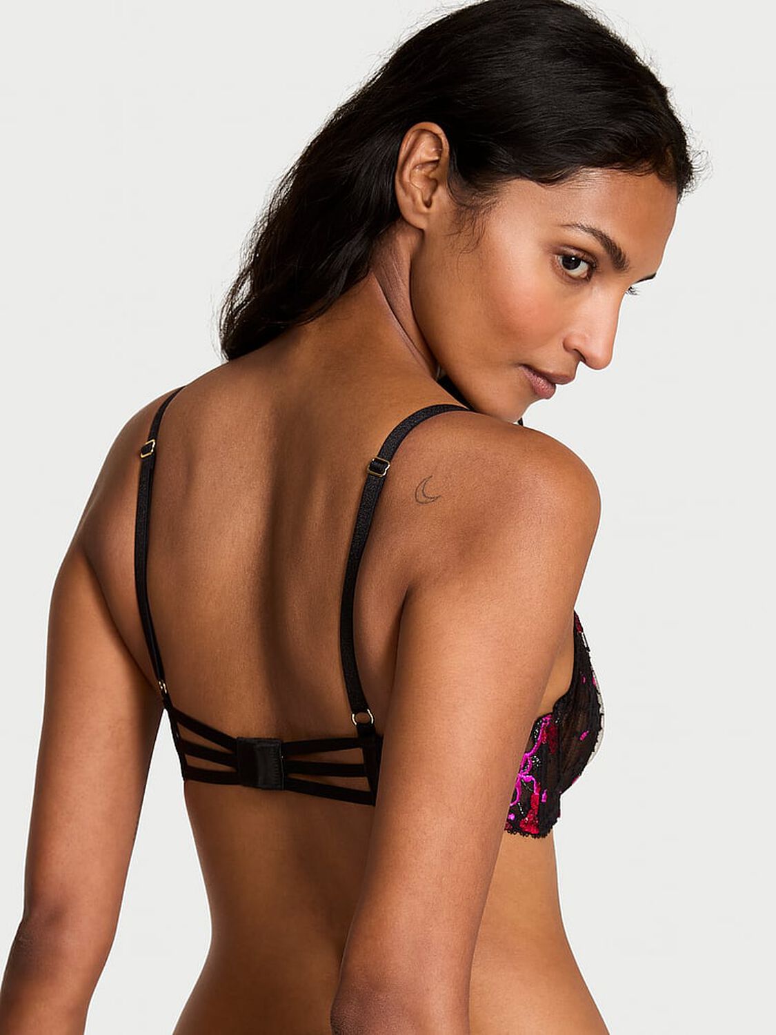 vs Very Sexy Cherry Pop Embroidery Unlined Demi Bra Black Cherry Pop 2 of 3 