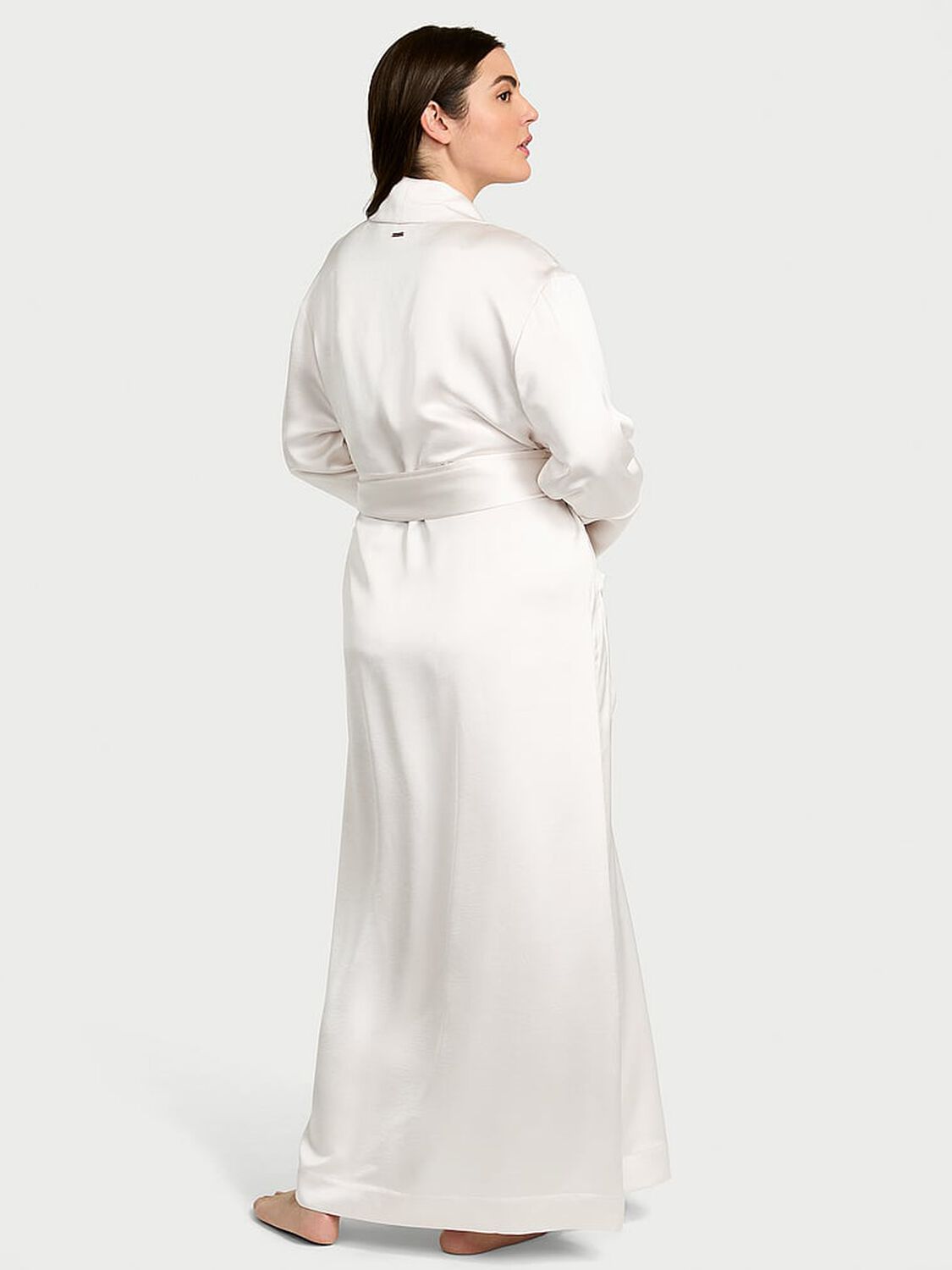 vs Victoria's Secret Luxe Satin Long Robe Coconut White 2 of 4 