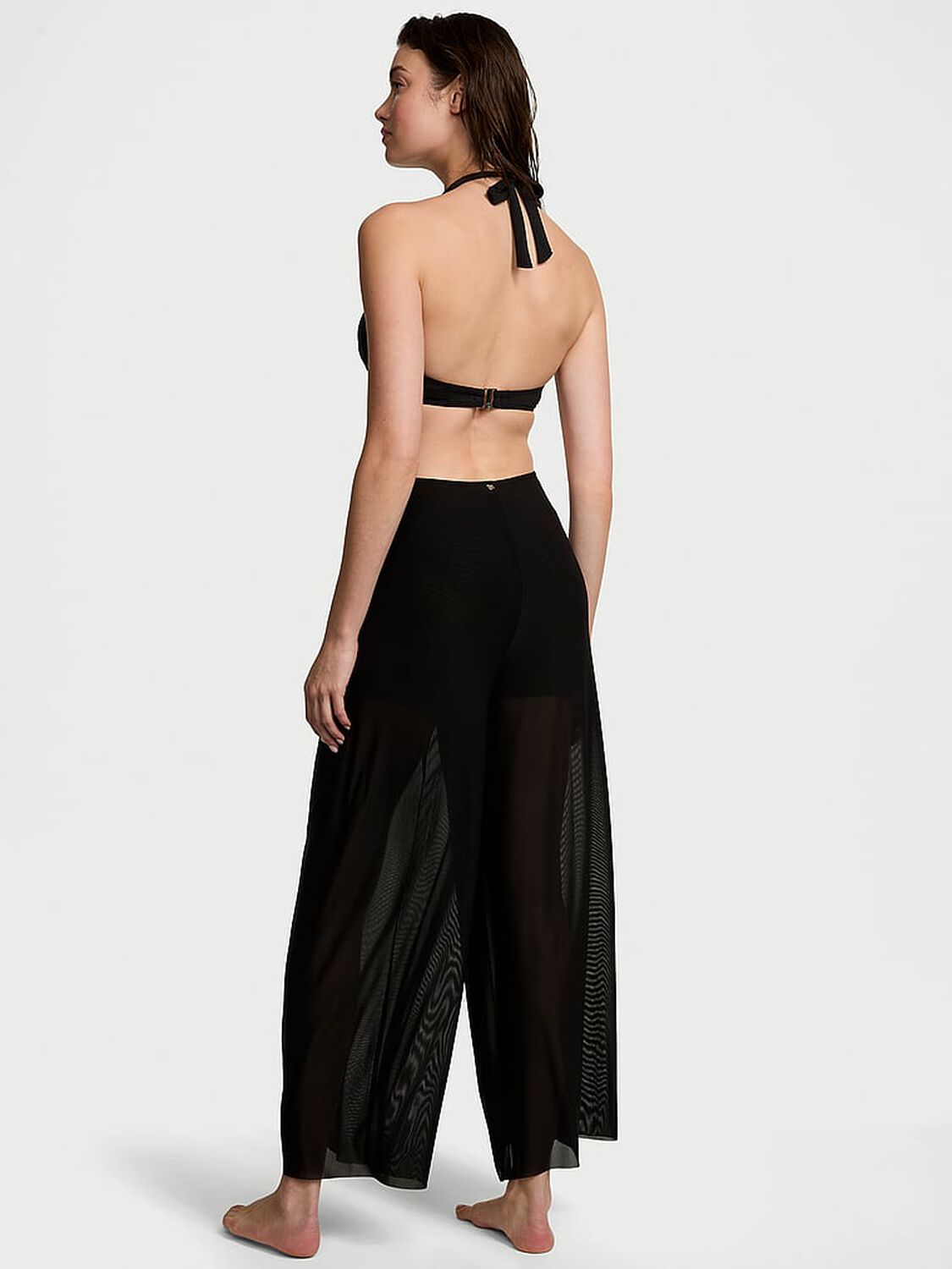 vs Victoria's Secret Swim Beachwear Mesh Tie-Front Cover-Up Pants Pure Black 2 of 3 