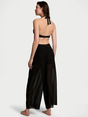 Beachwear Mesh Tie-Front Cover-Up Pants