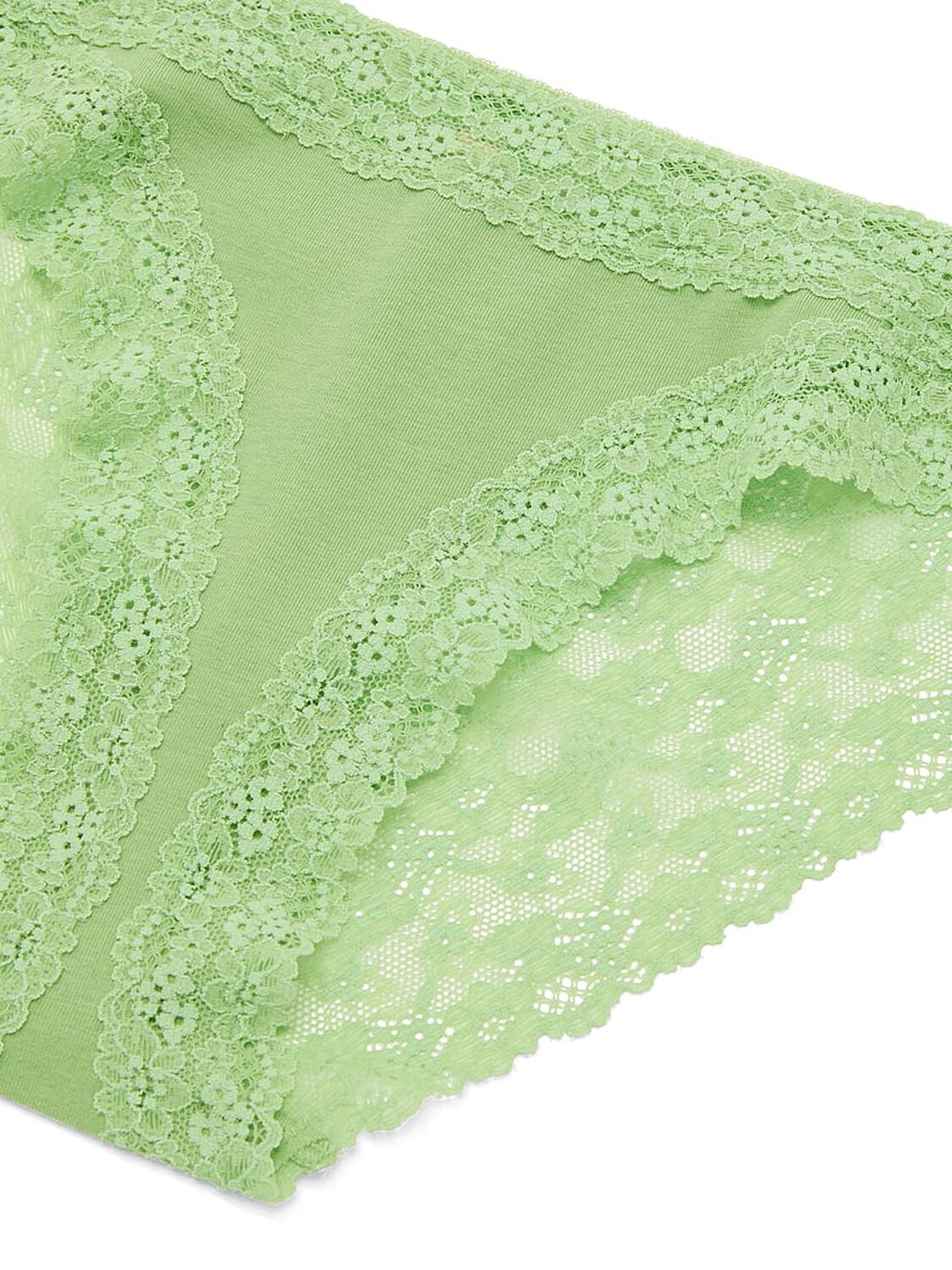 vs Lace Trim Cotton Lace-Trim Bikini Panty Green Sherbert 3 of 3 